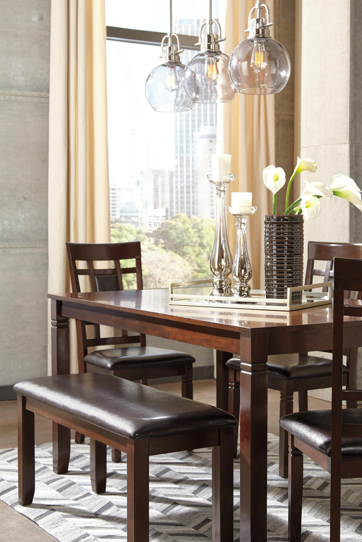 Bennox Dining Table and Chairs with Bench (Set of 6) - Dark Brown (2)