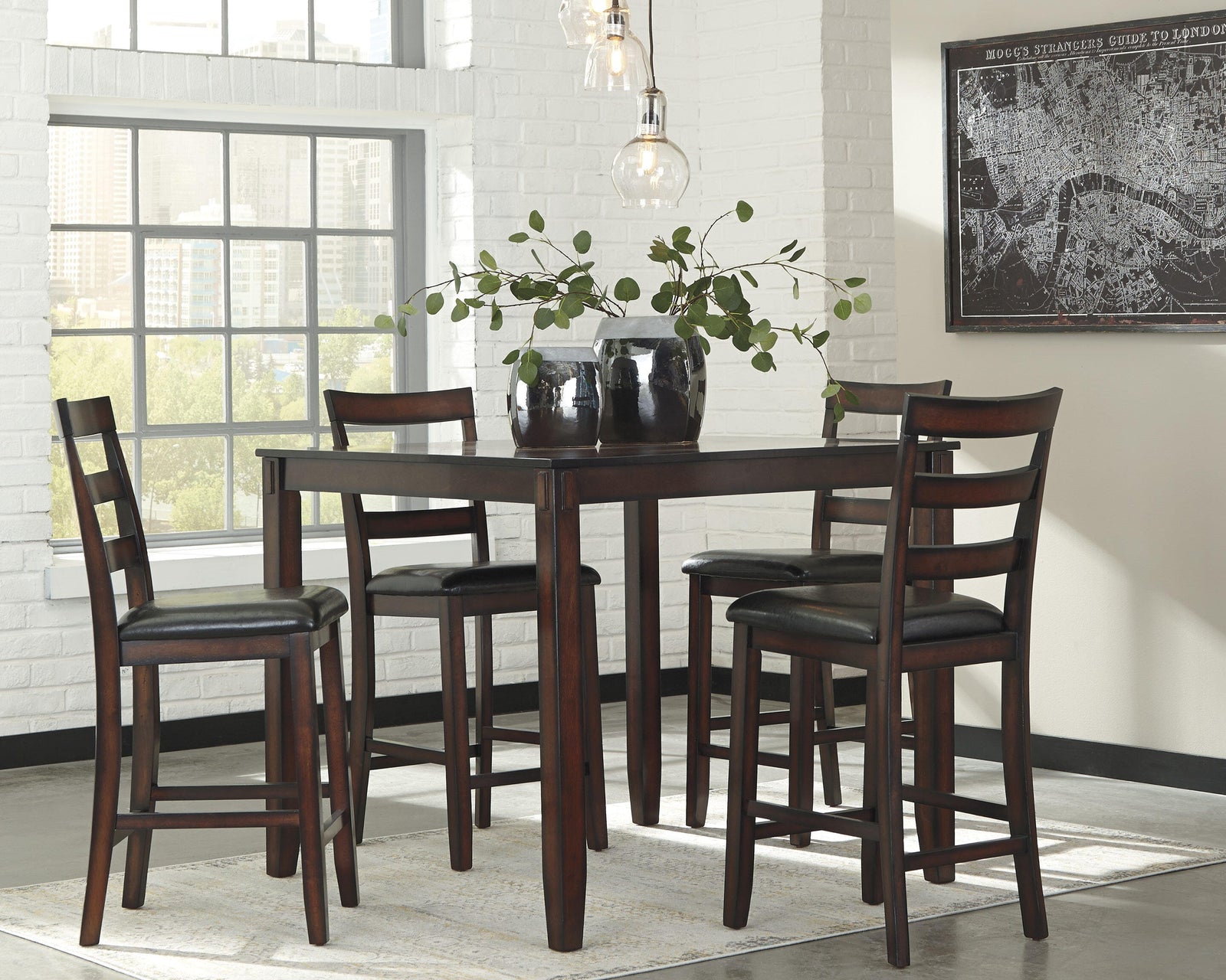 Coviar Counter Height Dining Table and Bar Stools (Set of 5) - Dark Brown (2)