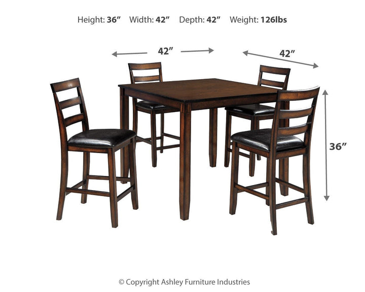 Coviar Counter Height Dining Table and Bar Stools (Set of 5) - Dark Brown (4)