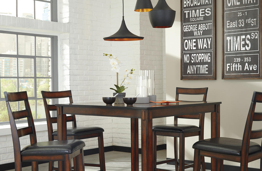 Coviar Counter Height Dining Table and Bar Stools (Set of 5) - Dark Brown (3)
