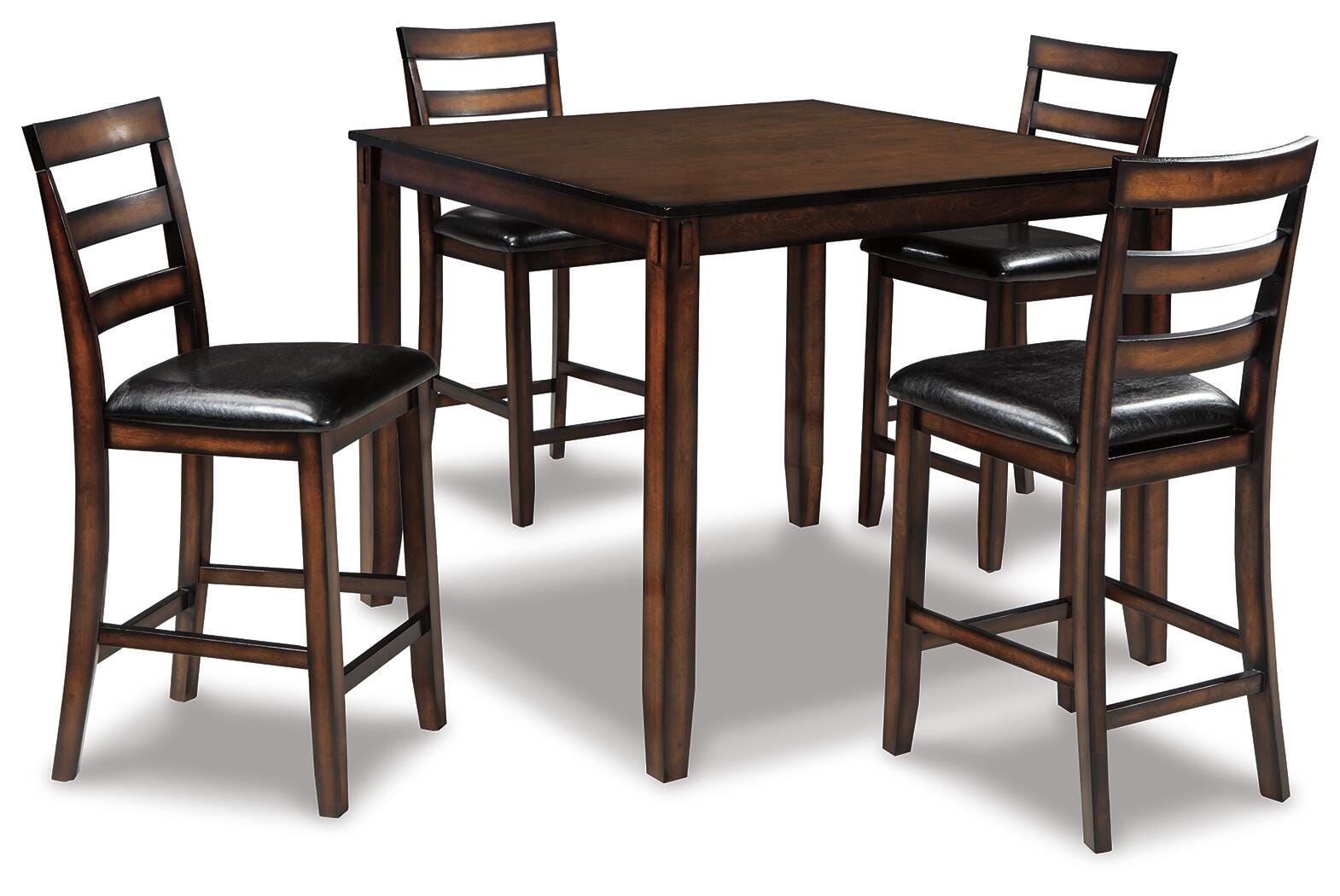 Coviar Counter Height Dining Table and Bar Stools (Set of 5) - Dark Brown (1)