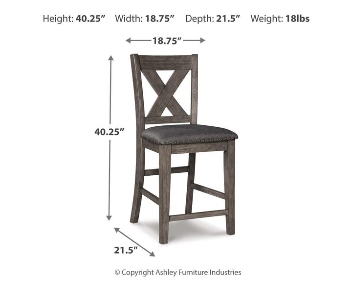 Caitbrook Counter Height Upholstered Bar Stool - Gray (4)