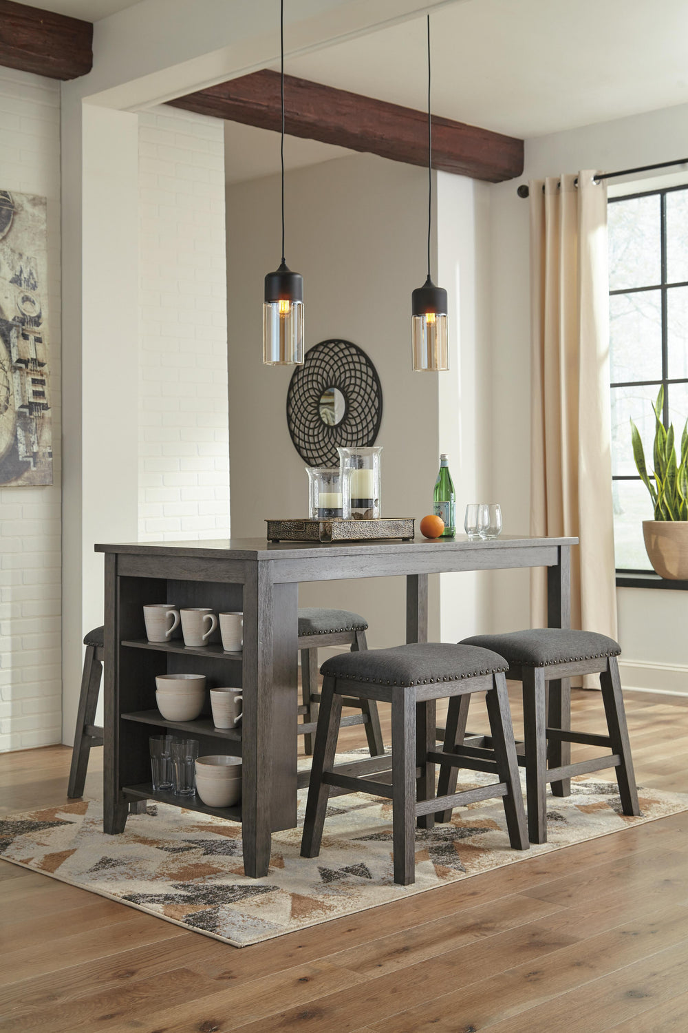 Caitbrook Counter Height Dining Table and 4 Barstools - Gray (1)