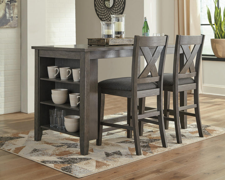 Caitbrook Counter Height Dining Table and 2 Barstools - Gray (1)