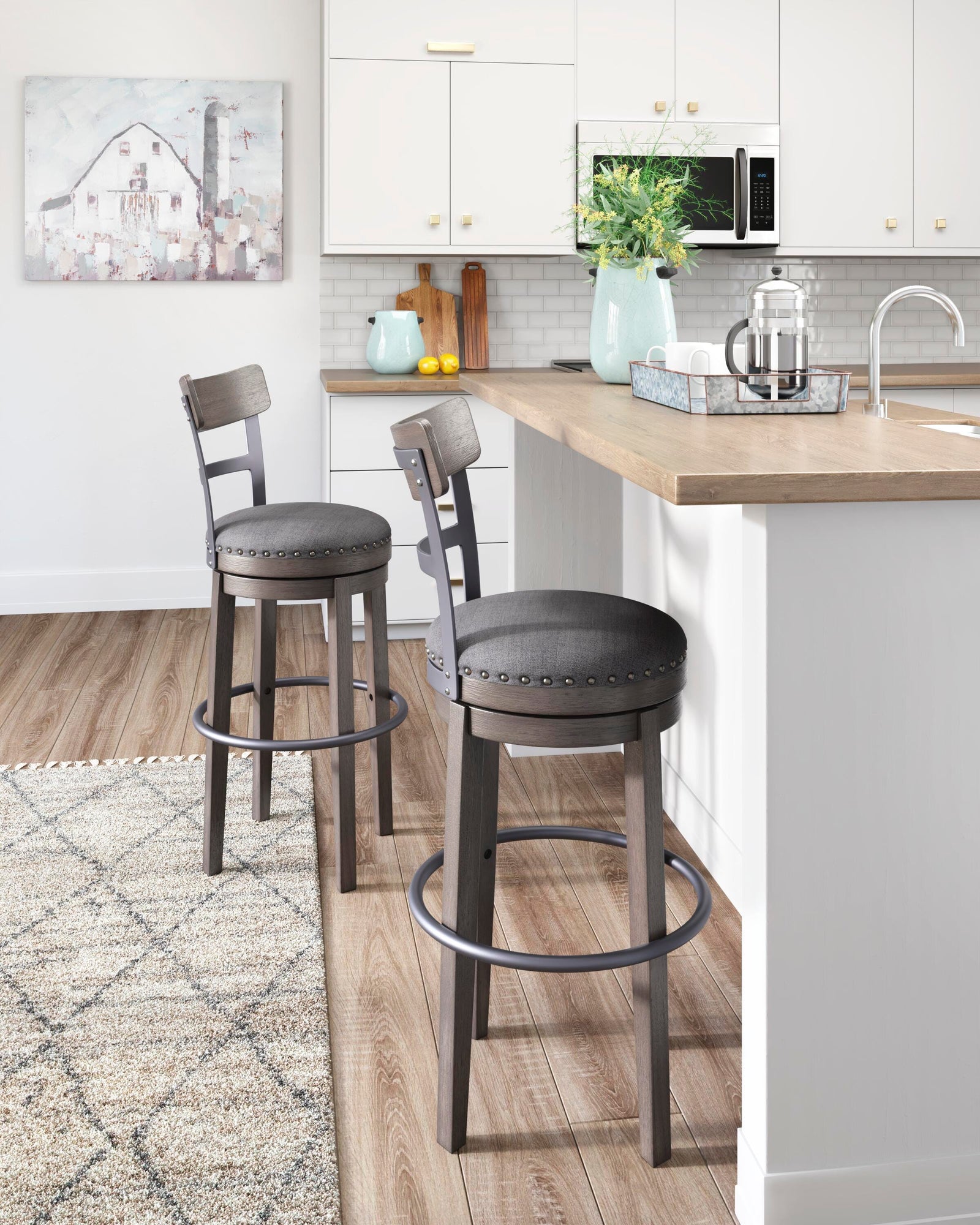 Caitbrook Bar Height Bar Stool - Gray (2)