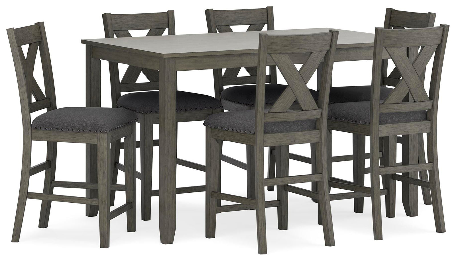 Caitbrook Counter Height Dining Table and Bar Stools (Set of 7) - Gray (1)