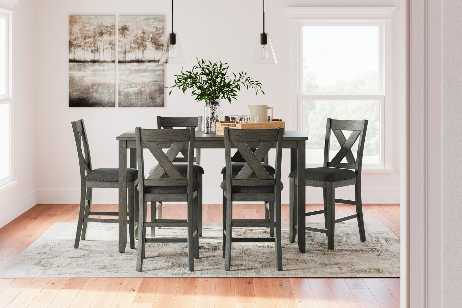 Caitbrook Counter Height Dining Table and Bar Stools (Set of 7) - Gray (2)
