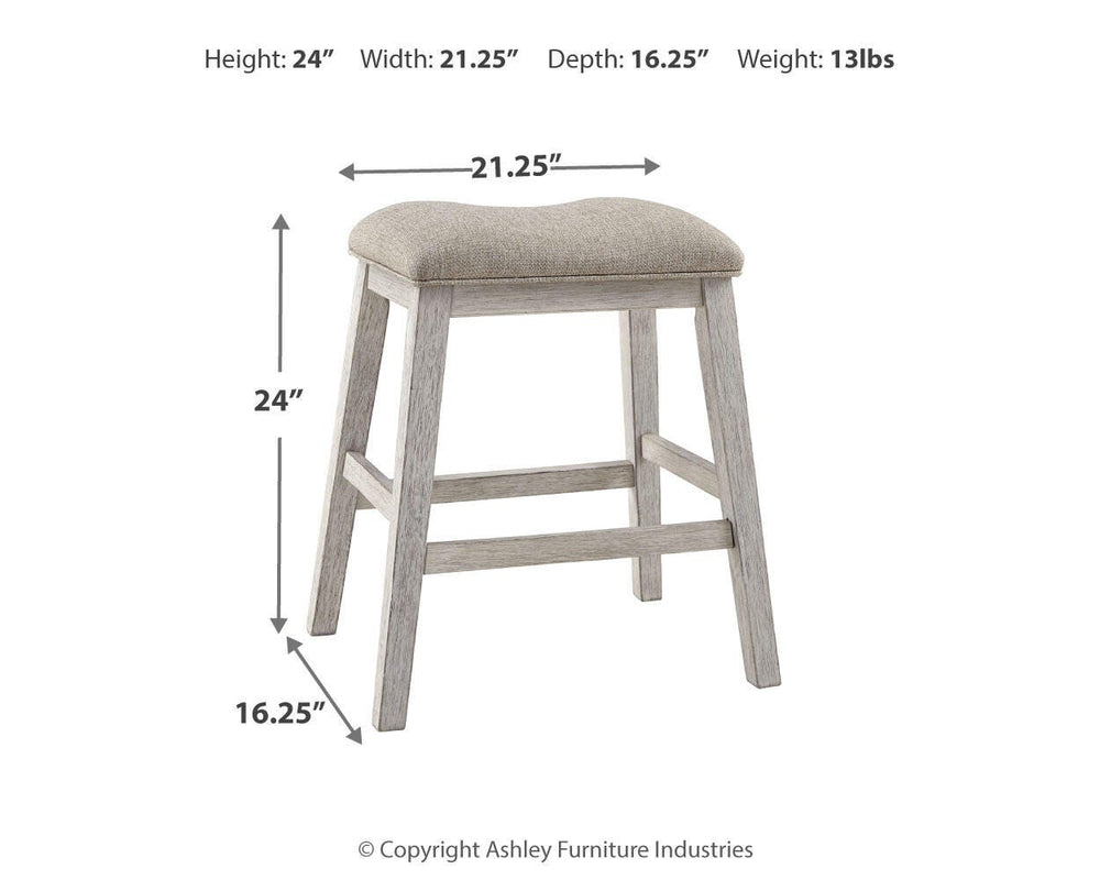 Skempton Counter Height Bar Stool (Set of 2) - White/Light Brown (5)