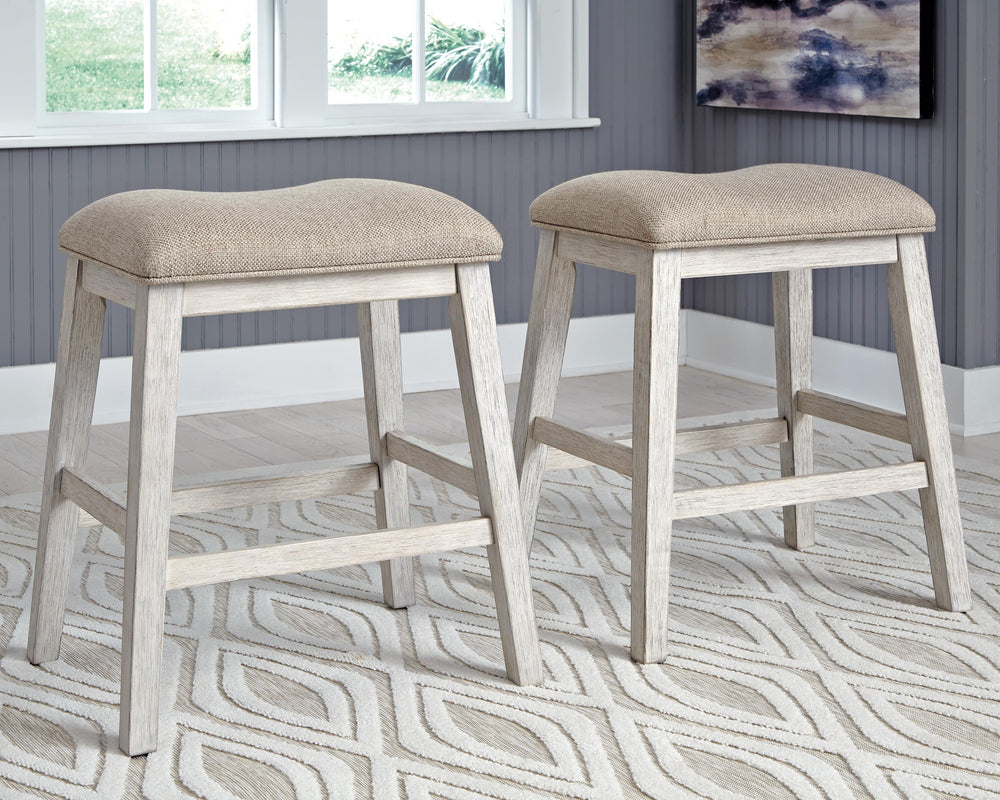 Skempton Counter Height Bar Stool - White/Light Brown (2)
