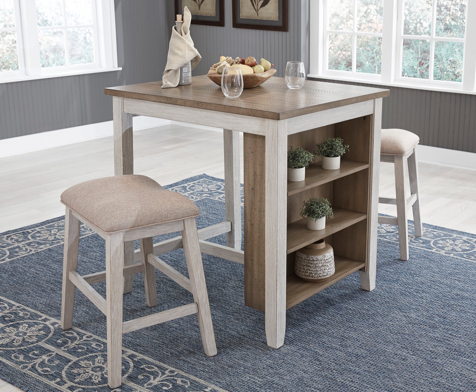 Skempton Counter Height Dining Table and Bar Stools 