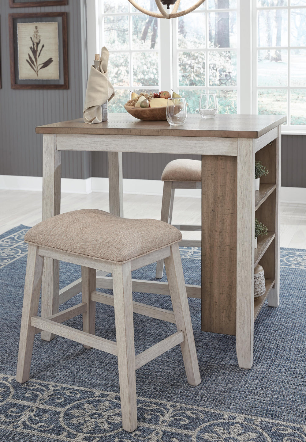 Skempton Counter Height Dining Table and Bar Stools (Set of 3) - White (4)