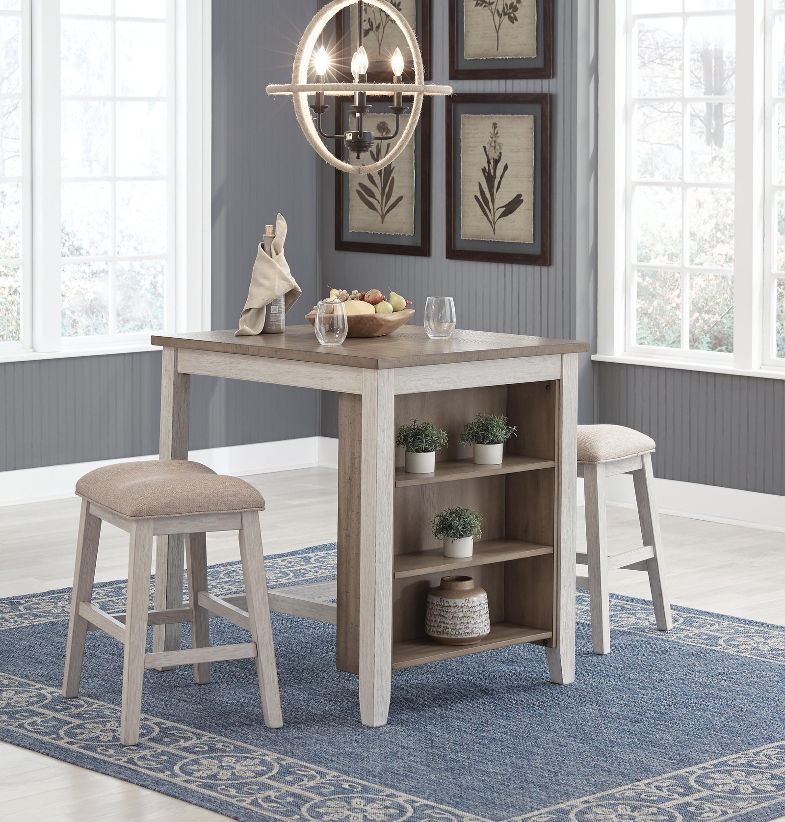 Skempton Counter Height Dining Table and Bar Stools (Set of 3) - White (2)