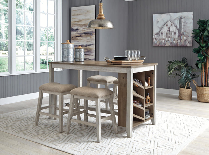 Skempton Counter Height Dining Table and 4 Barstools - White/Light Brown (1)