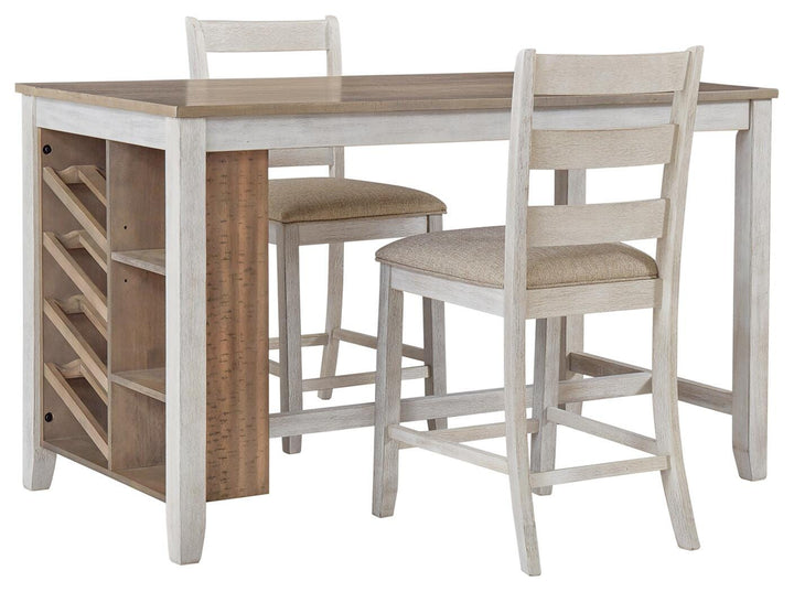 Skempton Counter Height Dining Table and 2 Barstools - White/Light Brown (2)