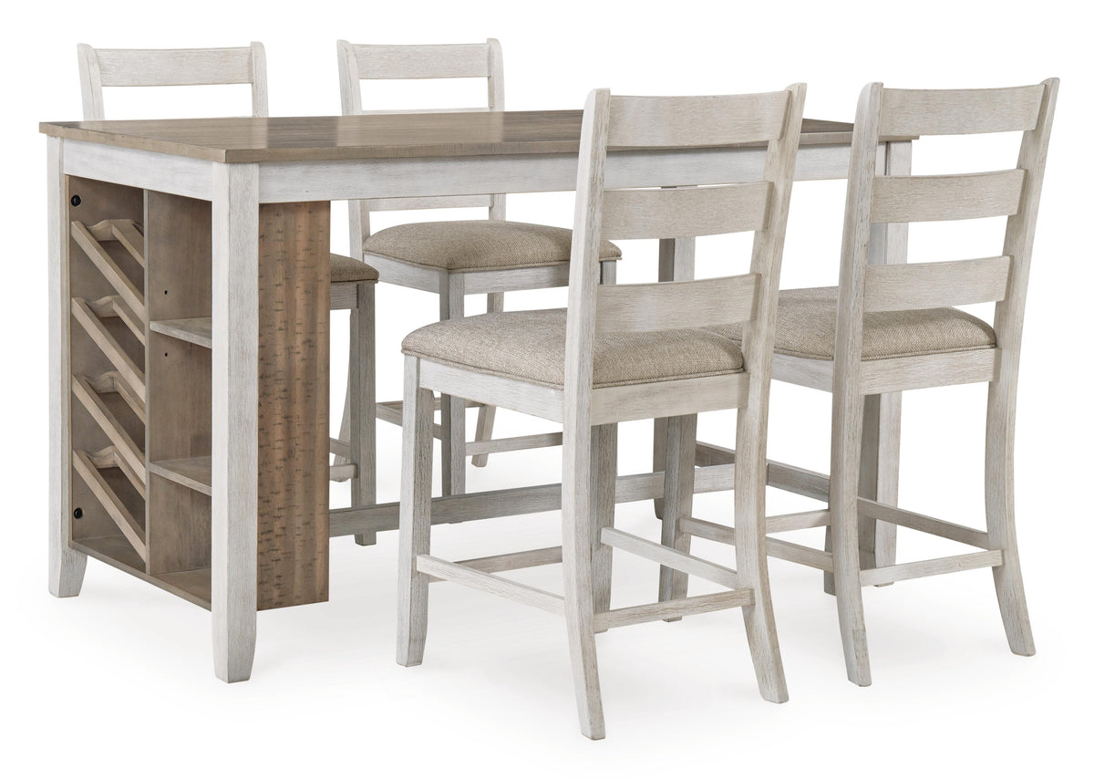 Skempton Counter Height Dining Table and 4 Barstools - White/Light Brown (1)