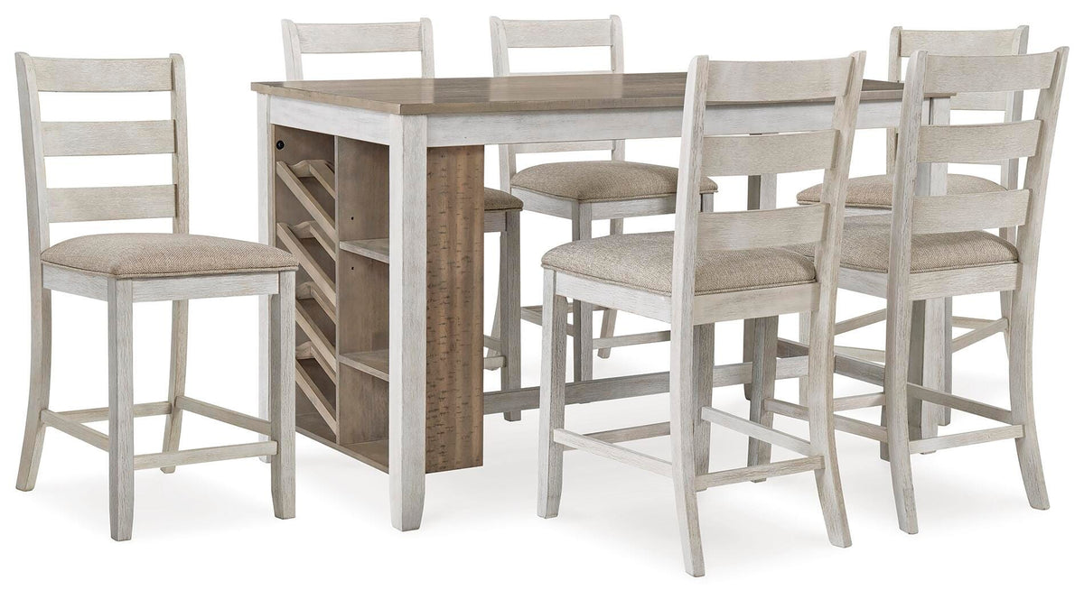 Skempton Counter Height Dining Table and 6 Barstools - Two-tone (1)