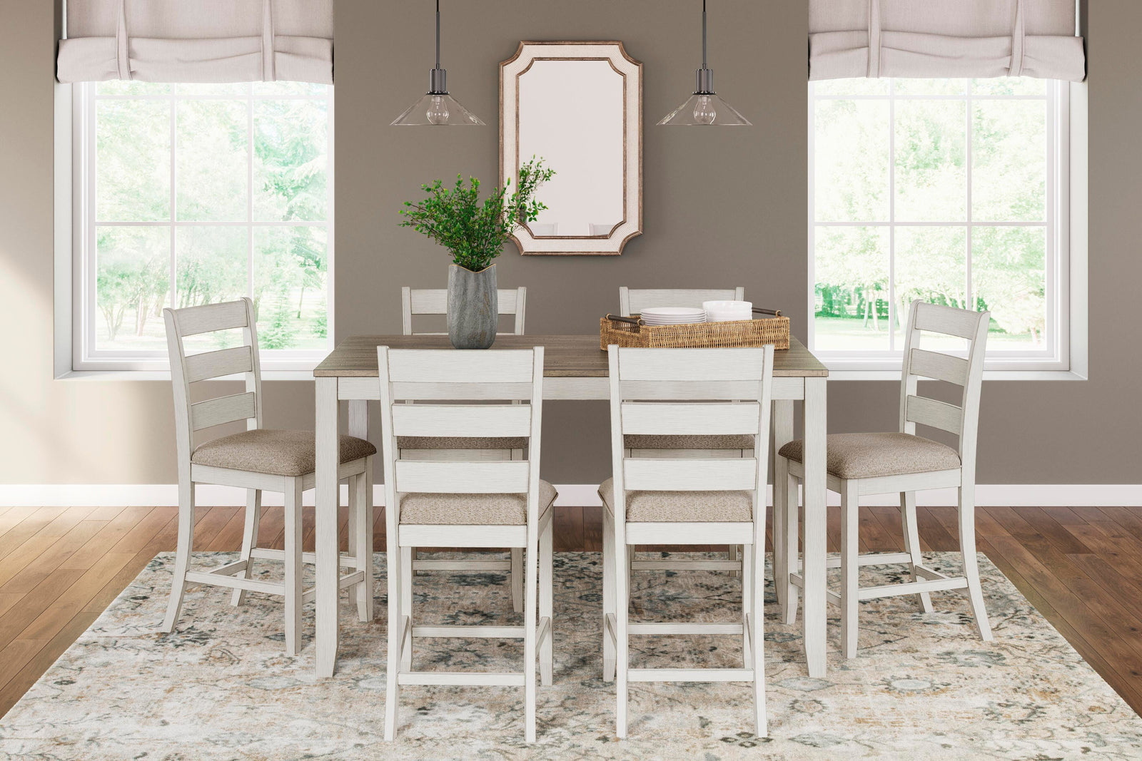 Skempton Counter Height Dining Table and Bar Stools (Set of 7) - White (2)