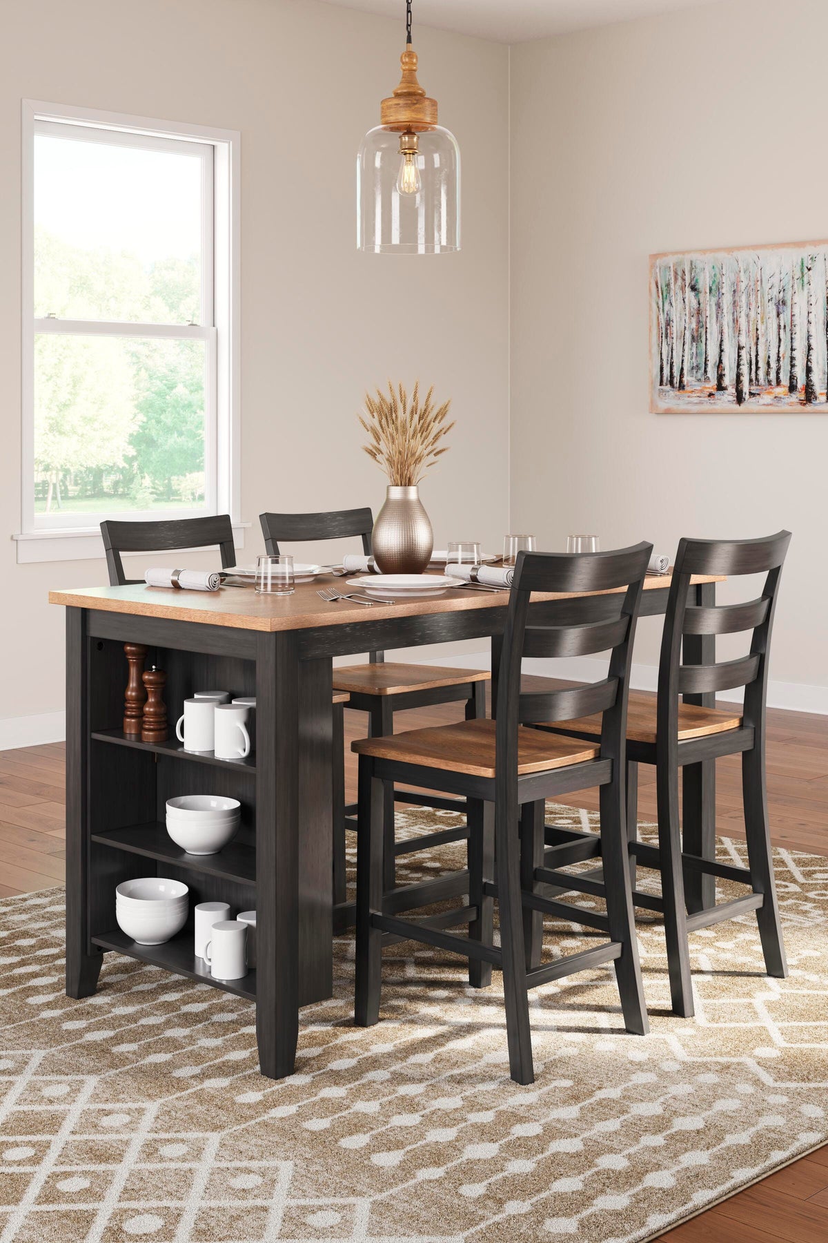 Gesthaven Counter Height Dining Table and 4 Barstools - Natural/Brown (2)