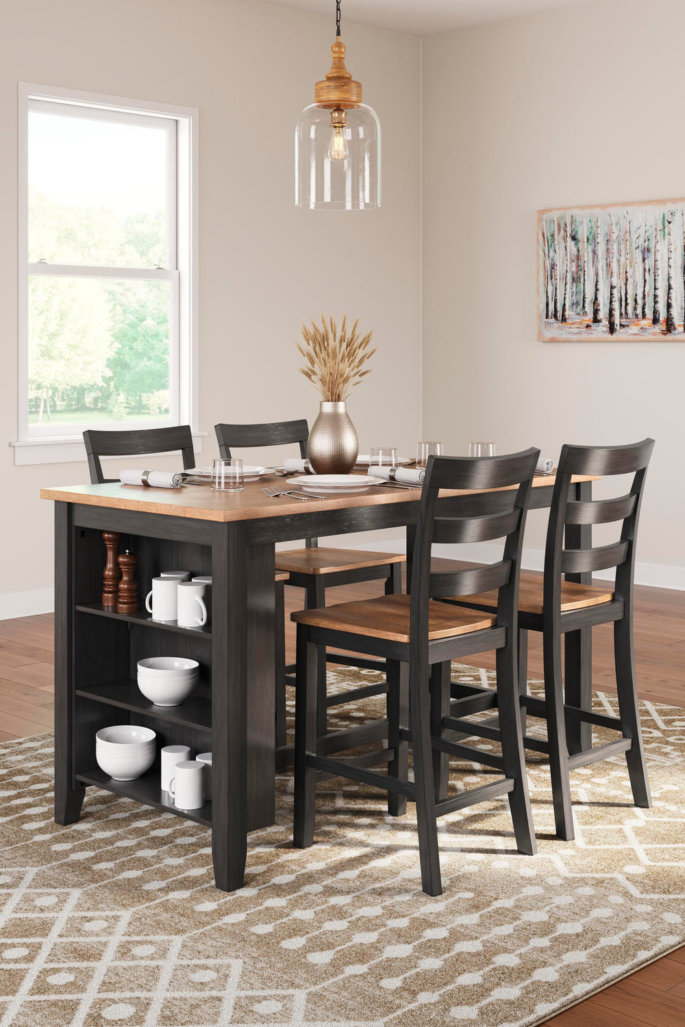 Gesthaven Counter Height Dining Table and 4 Barstools - Natural/Brown (2)