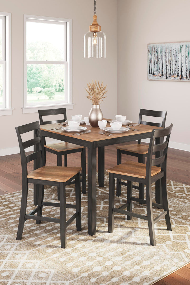Gesthaven Counter Height Dining Table and 4 Barstools (Set of 5) - Dark Brown (5)