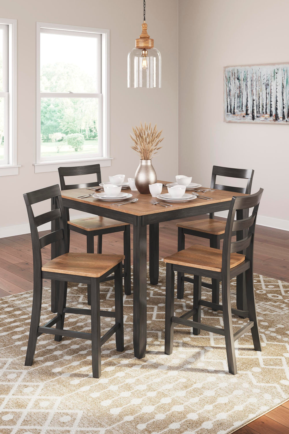 Gesthaven Counter Height Dining Table and 4 Barstools (Set of 5) - Dark Brown (5)