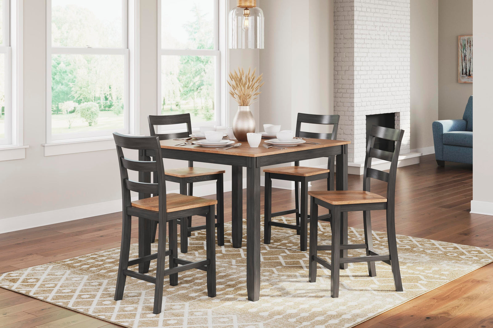 Gesthaven Counter Height Dining Table and 4 Barstools (Set of 5) - Dark Brown (2)