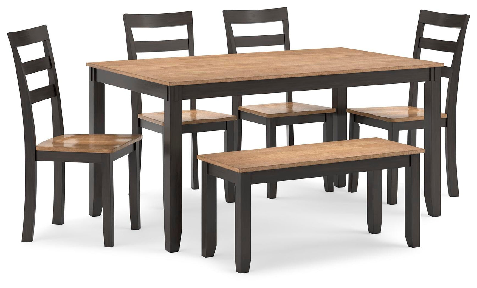 Gesthaven Dining Table with 4 Chairs and Bench (Set of 6) - Dark Brown (1)