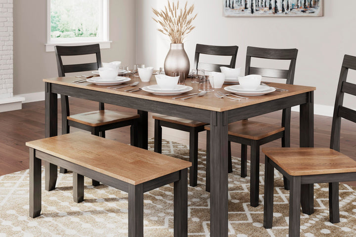 Gesthaven Dining Table with 4 Chairs and Bench (Set of 6) - Dark Brown (5)