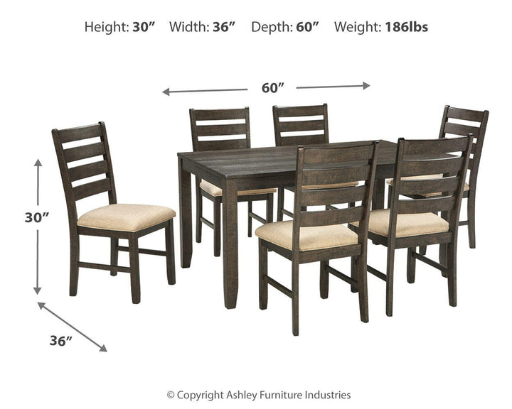Rokane Dining Table and Chairs (Set of 7) - Dark Brown (4)