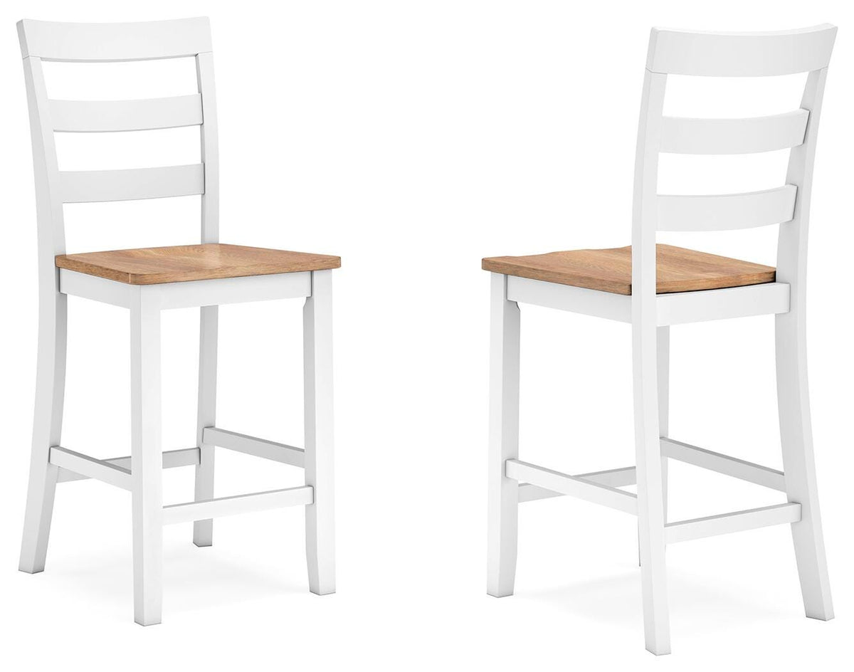 Gesthaven Counter Height Barstool (Set of 2) - Natural/White (2)