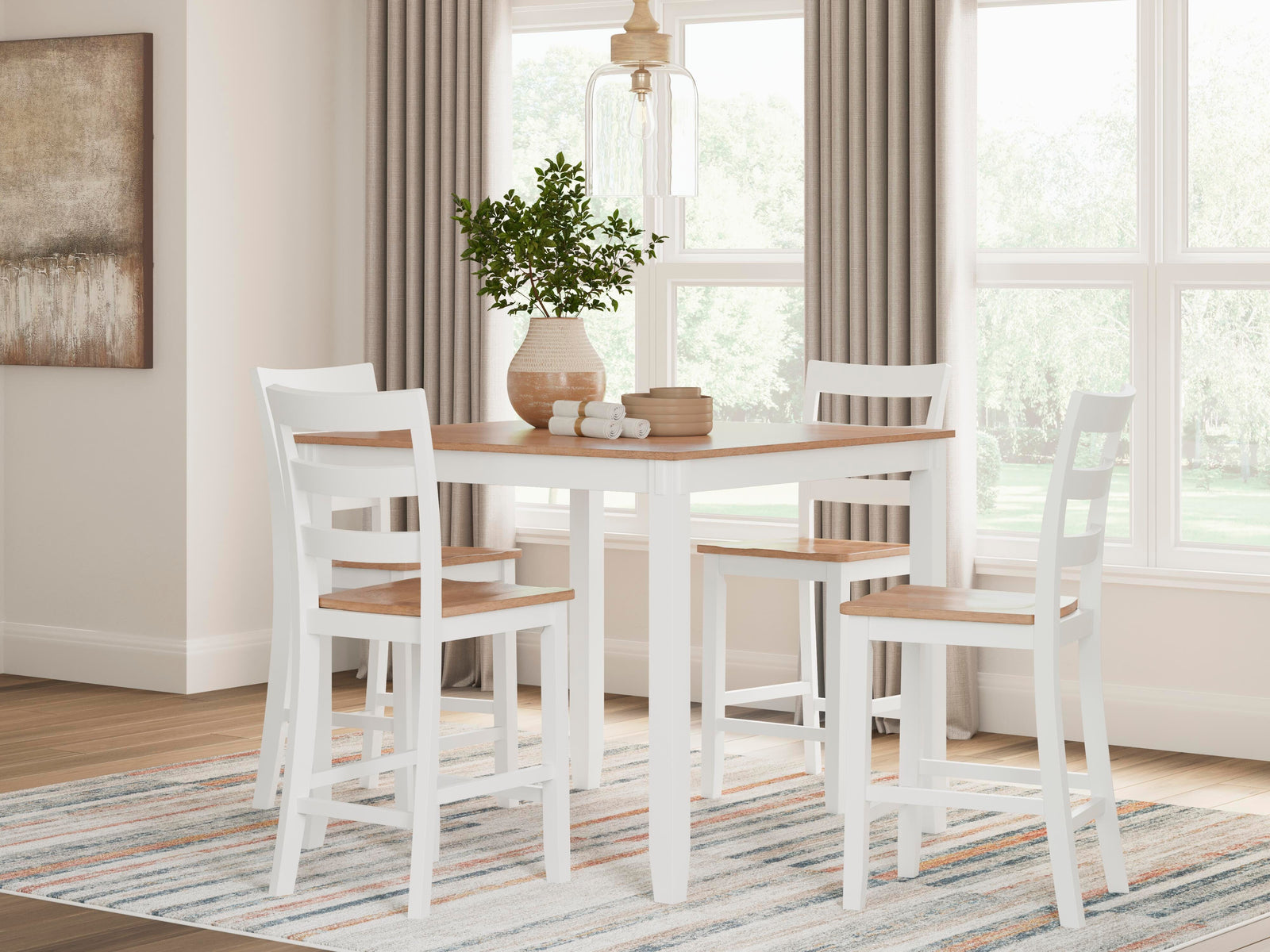 Gesthaven Counter Height Dining Table and 4 Barstools (Set of 5) - White (2)