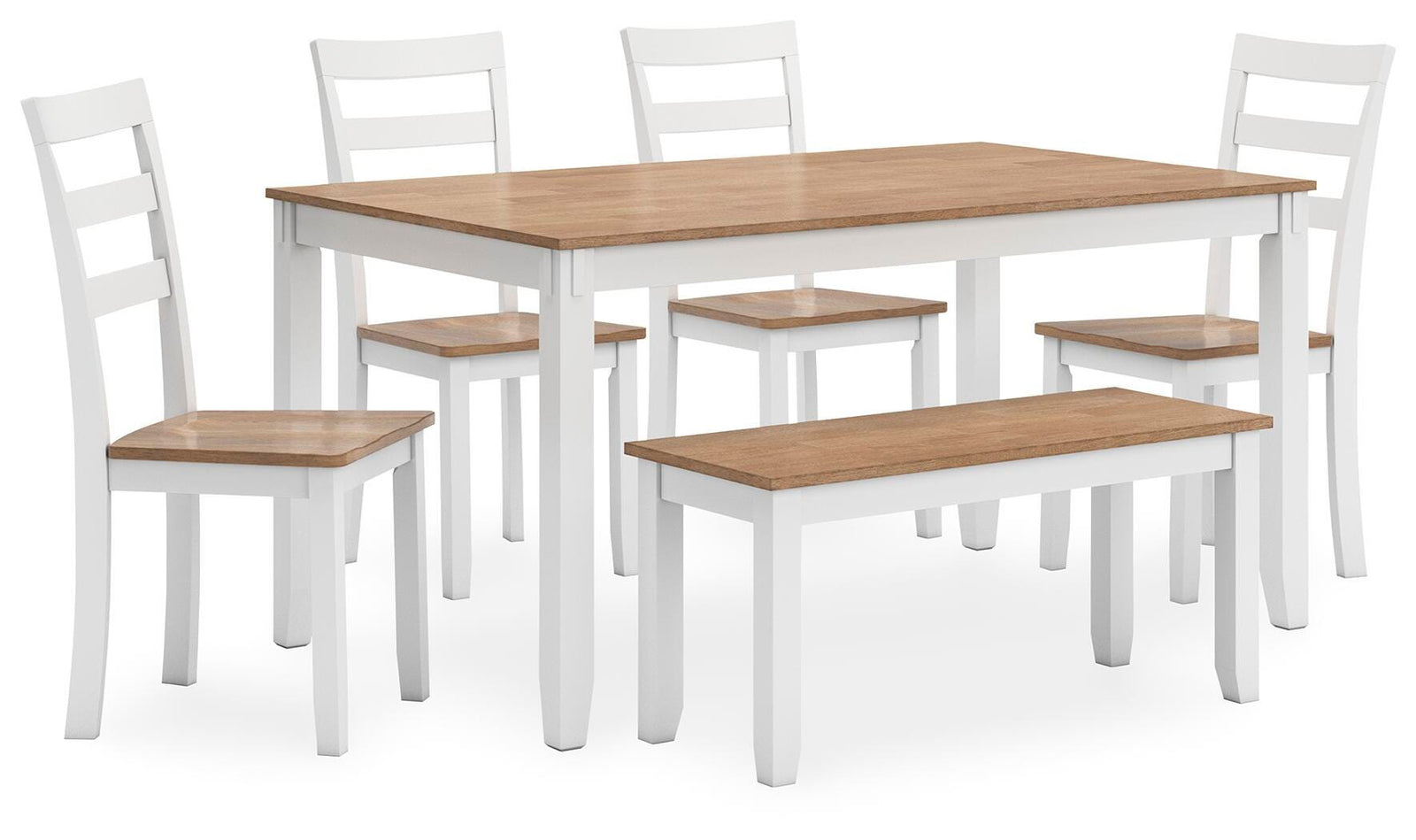 Gesthaven Dining Table with 4 Chairs and Bench (Set of 6) - White (1)