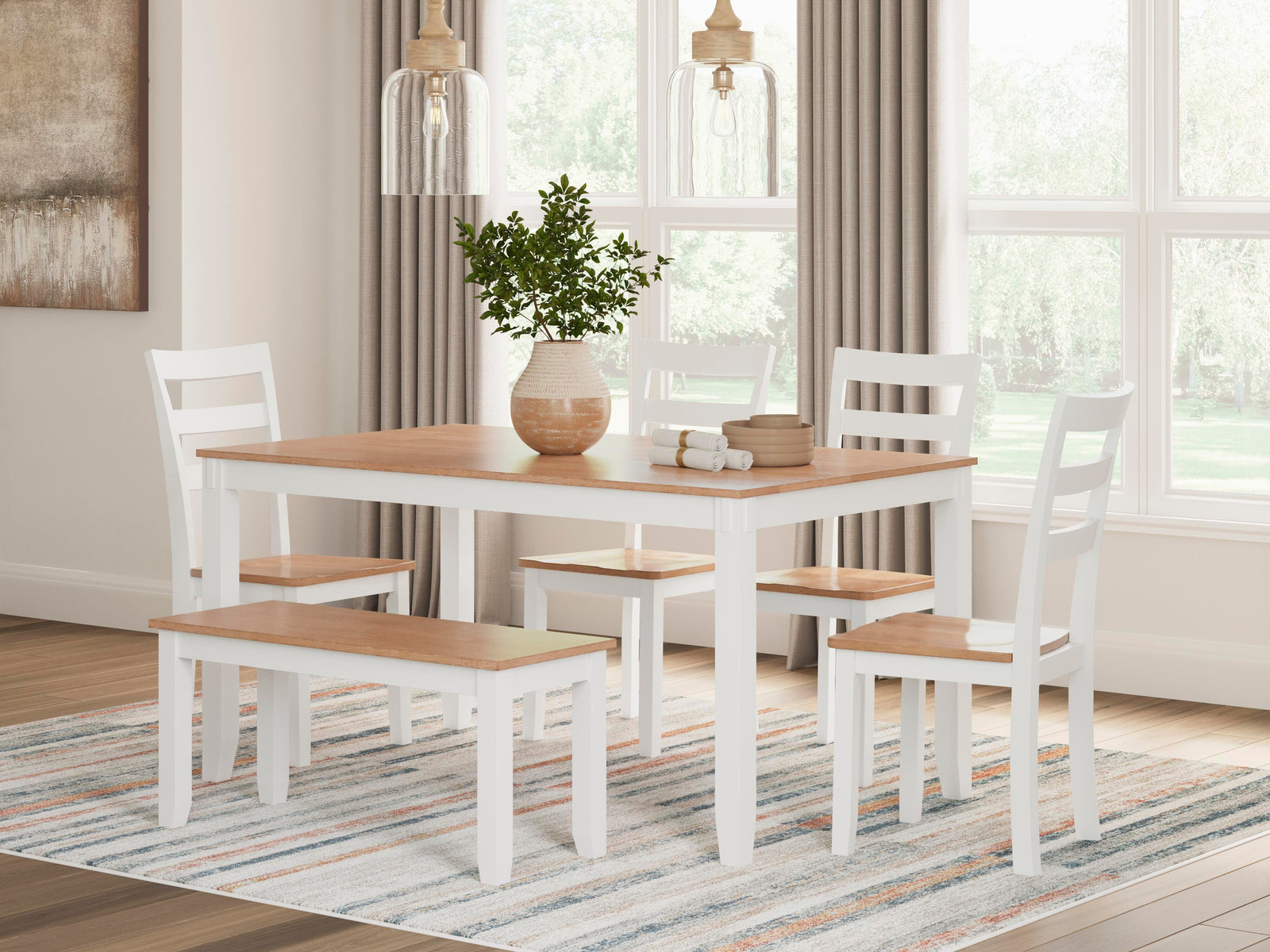 Gesthaven Dining Table with 4 Chairs and Bench (Set of 6) - White (2)