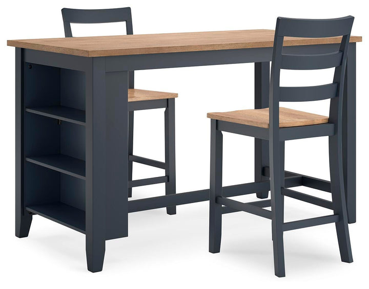 Gesthaven Counter Height Dining Table and 2 Barstools - Natural/Blue (1)