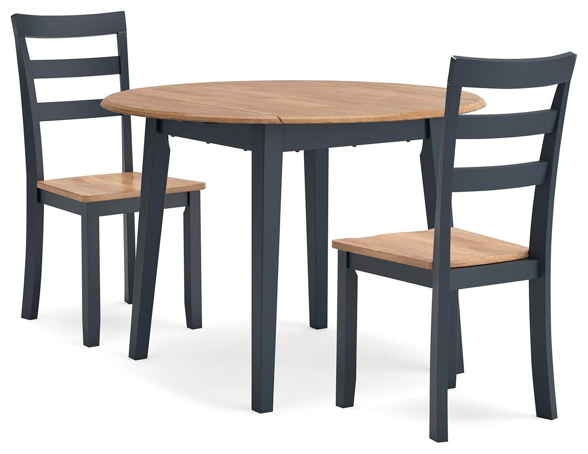 Gesthaven Dining Table and 2 Chairs - Natural/Blue (2)