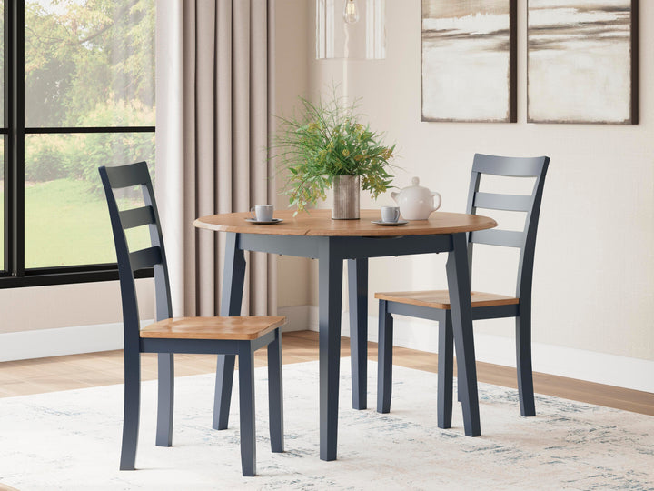 Gesthaven Dining Table and 2 Chairs - Natural/Blue (1)