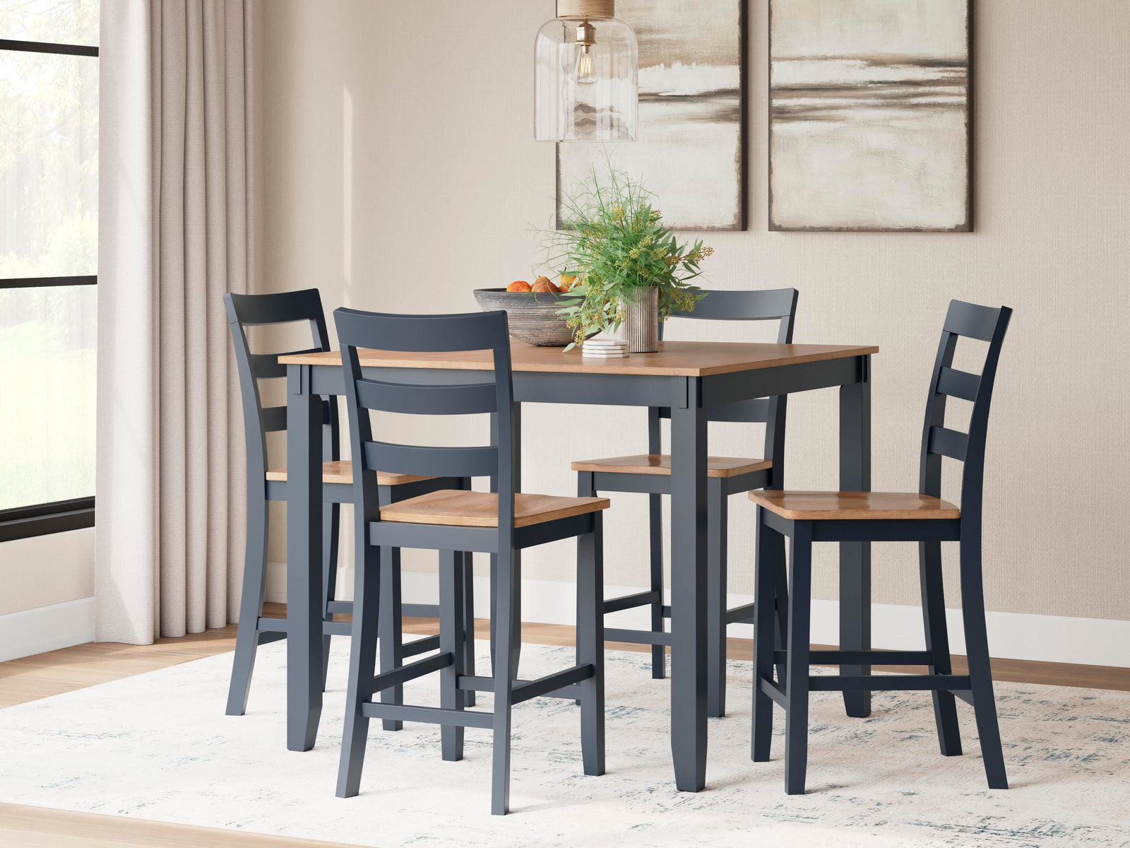 Gesthaven Counter Height Dining Table and 4 Barstools (Set of 5) - Blue (2)