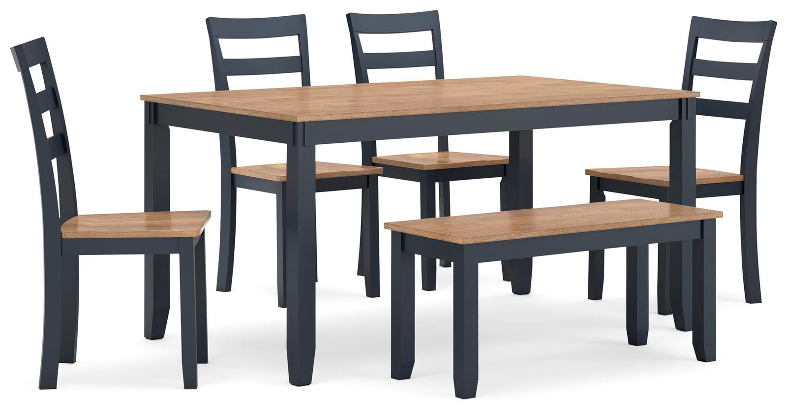 Gesthaven Dining Table with 4 Chairs and Bench (Set of 6) - Blue (1)