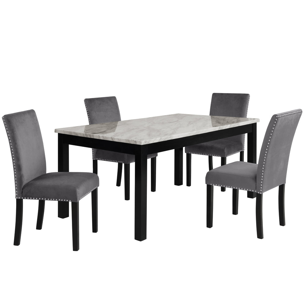 Celeste 64" Dining Table-Espresso/faux Marble