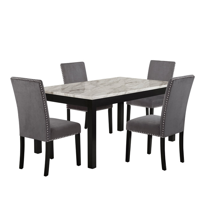 Celeste 64" Dining Table-Espresso/faux Marble