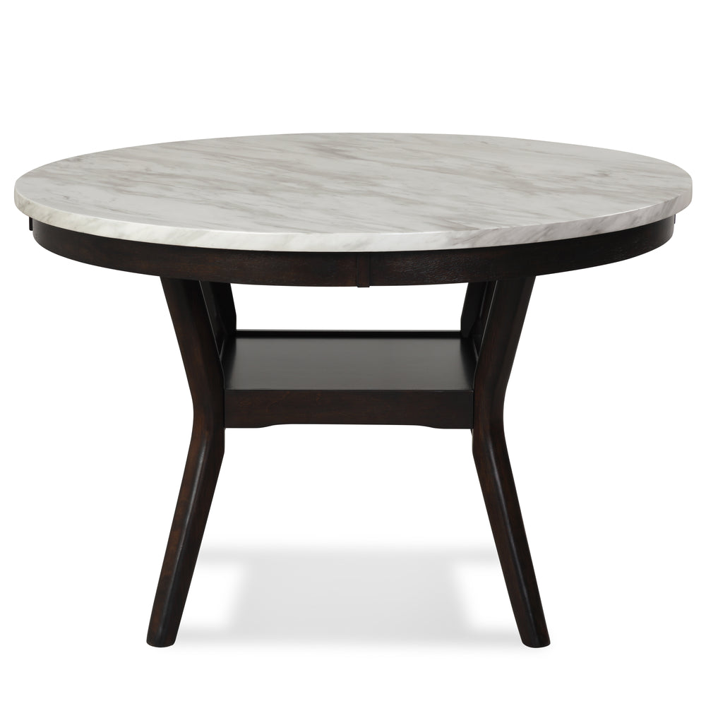 Celeste 48" Round Dining Table-Espresso/faux Marble