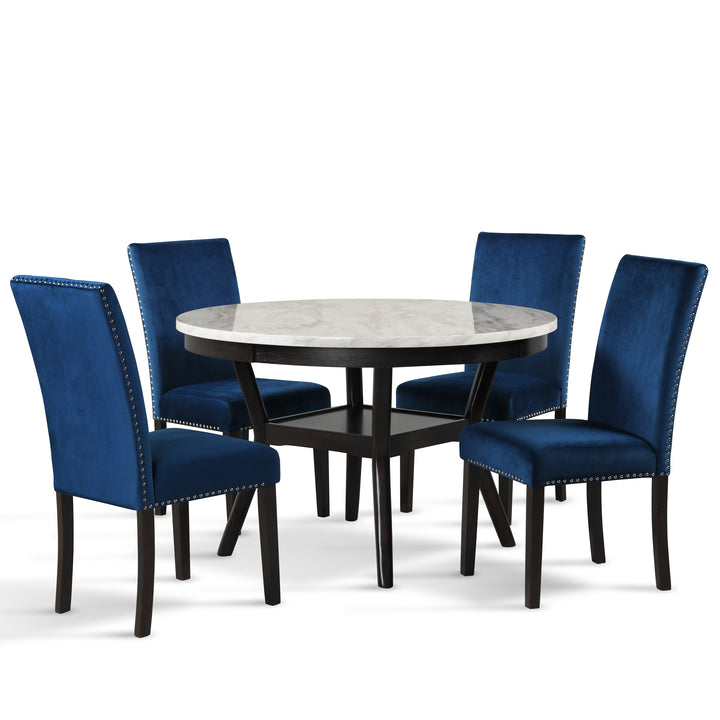 Celeste 48" Round Dining Table-Espresso/faux Marble