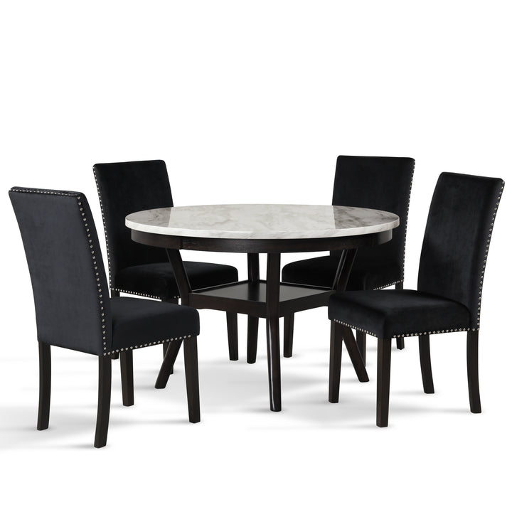 Celeste 48" Round Dining Table-Espresso/faux Marble