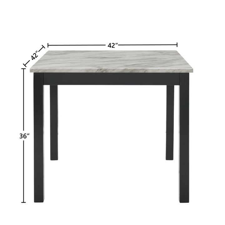 Celeste 5pc 42" Marble Finish Counter Table &amp; 4 Chairs-Black