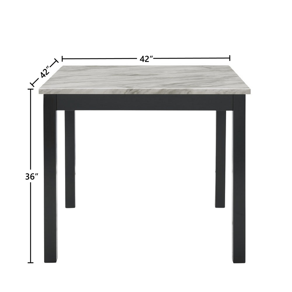 Celeste 5pc 42" Marble Finish Counter Table & 4 Chairs-Black