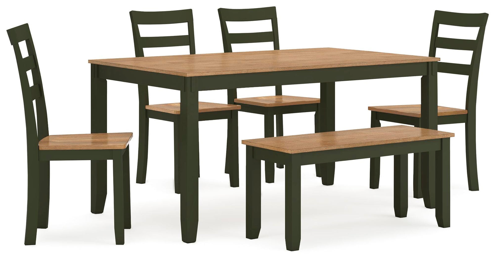 Gesthaven Dining Table with 4 Chairs and Bench (Set of 6) - Green (1)