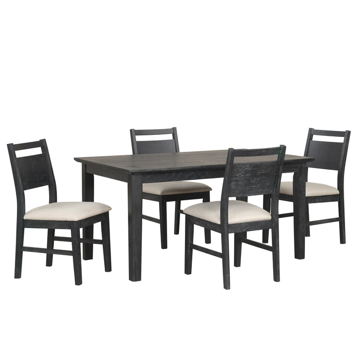 Sable Crest 5 Piece Rectangle Dining Table &amp; 4 Chairs-Black