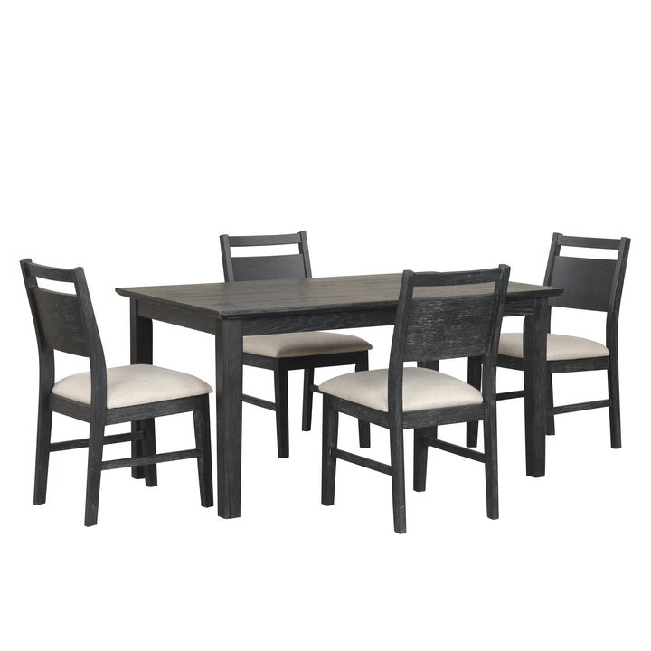 Sable Crest 5 Piece Rectangle Dining Table &amp; 4 Chairs-Black