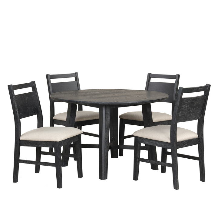 Sable Crest 5 Piece Round Dining Table &amp; 4 Chairs-Black