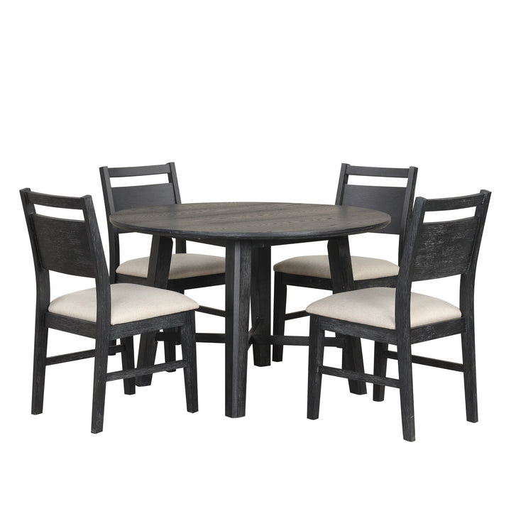 Sable Crest 5 Piece Round Dining Table &amp; 4 Chairs-Black